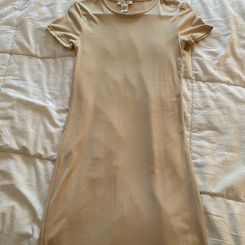 Tan t-shirt dress